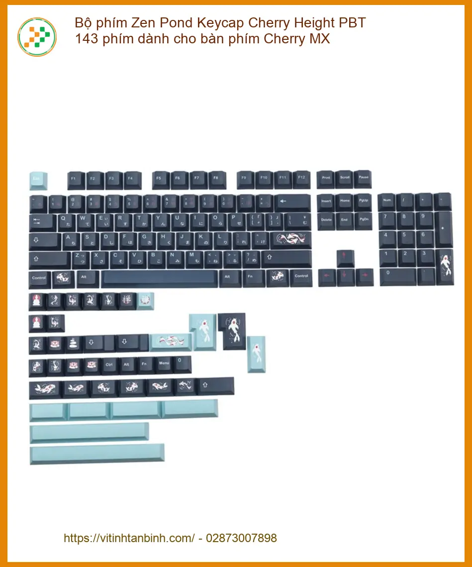 Bộ Keycap Zen Pond PBT 143 Cherry MX - Sẵn hàng TPHCM Lấy ngay