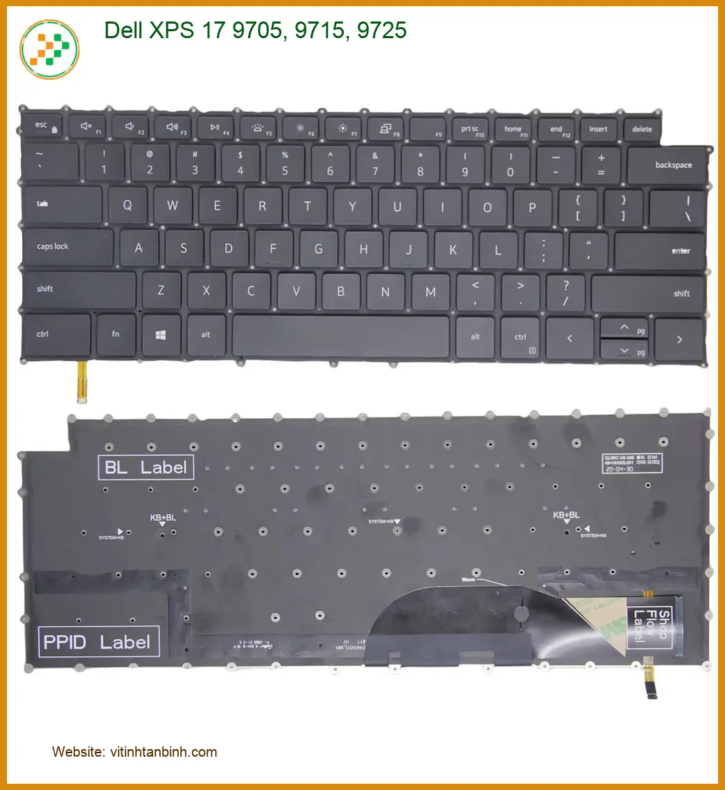 Bàn phím Laptop DELL XPS 17 9705 9715 9725 - Kho linh kiện TPHCM Có sẵn Lấy liền