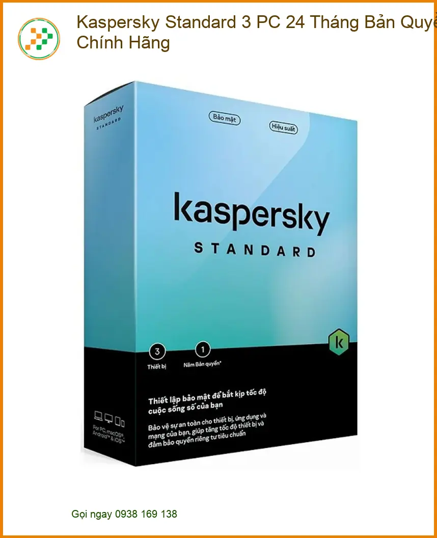 Antivirus Bản Quyền Kaspersky Standard 3 PC - Sẵn hàng Lấy ngay Giá rẻ TPHCM