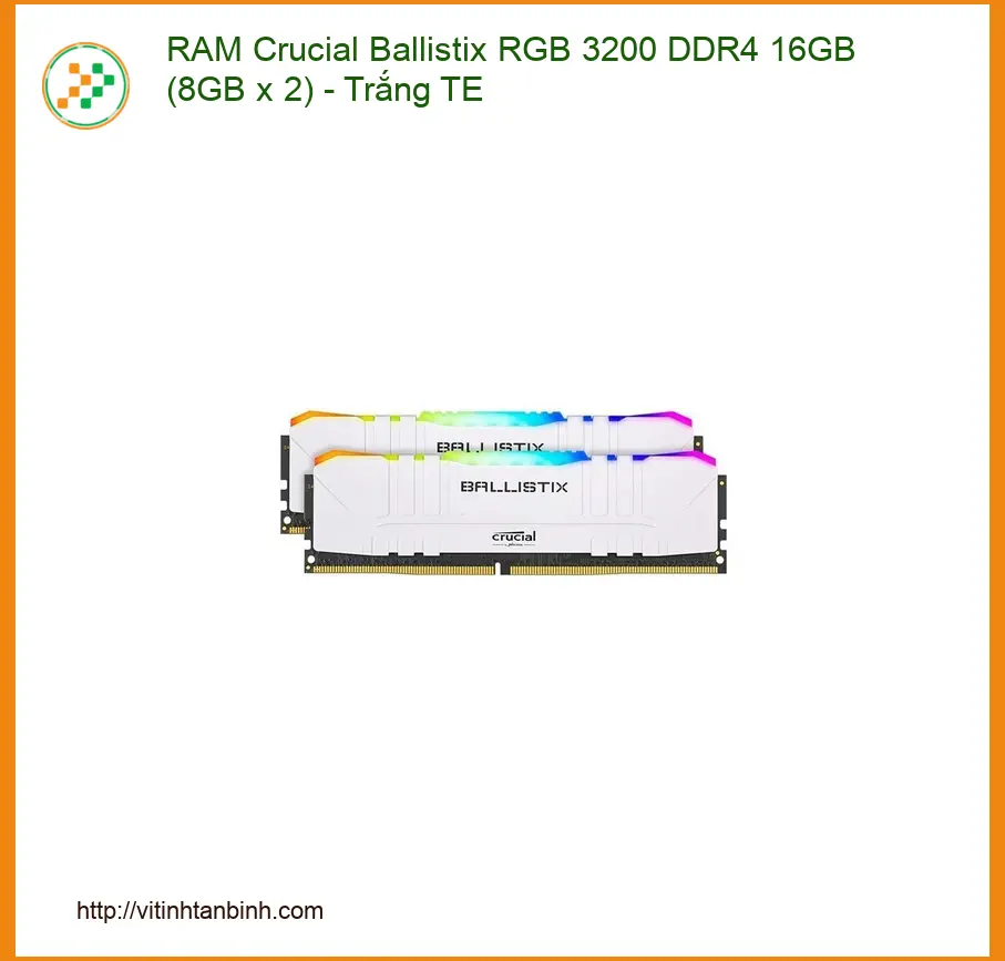 RAM Crucial Ballistix RGB 3200 DDR4 16GB (8Gx2) Trắng - Sẵn hàng Lấy ngay TPHCM