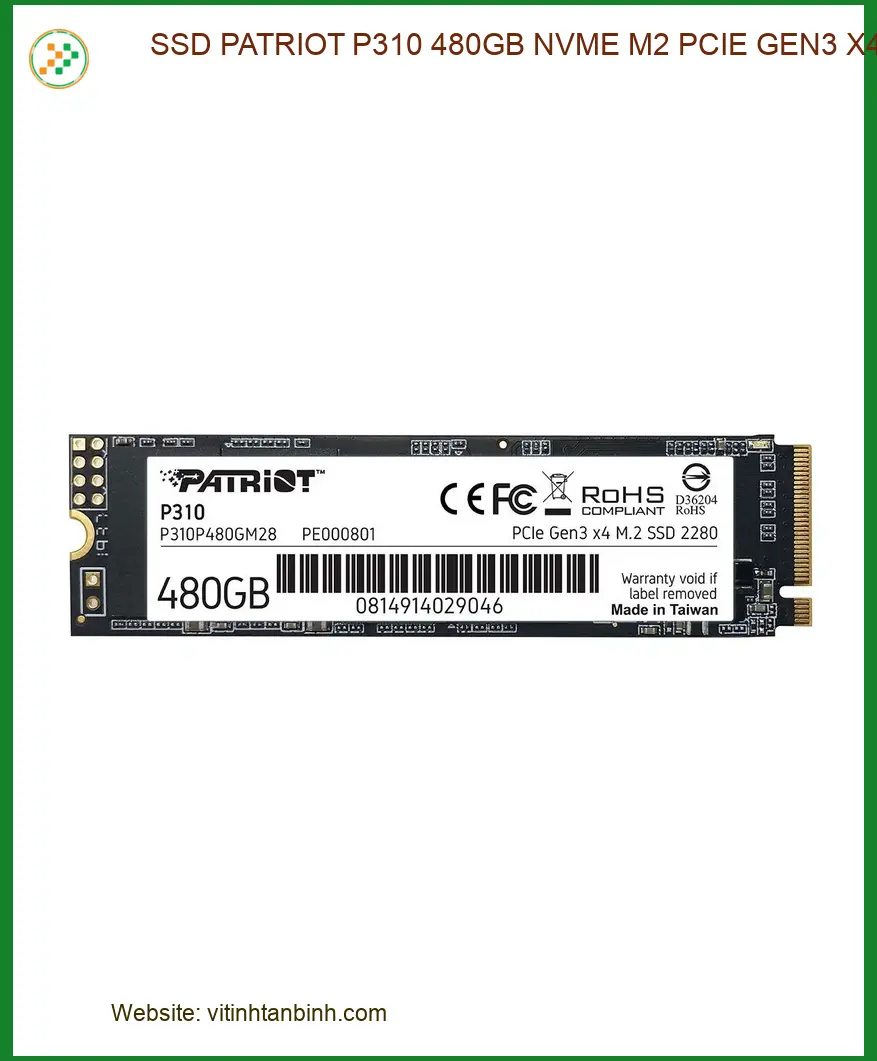 SSD PATRIOT P310 480GB NVMe M2 cho Laptop - Hàng chính hãng, có sẵn TPHCM