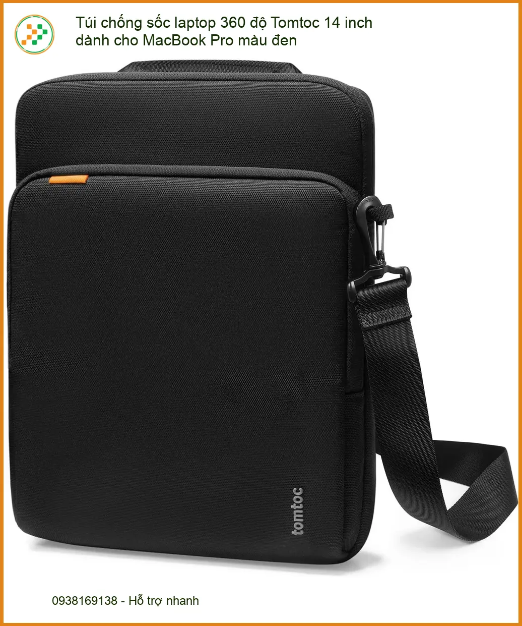 Túi Chống Sốc Tomtoc 14 inch MacBook Pro đen 360 độ - Có sẵn TPHCM - Lấy ngay