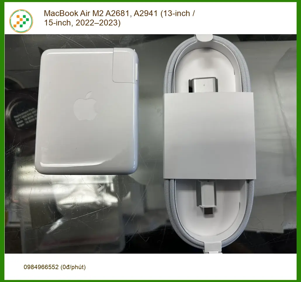 Sạc MacBook Air M2 A2681 A2941 - Chính hãng Có sẵn Lấy ngay