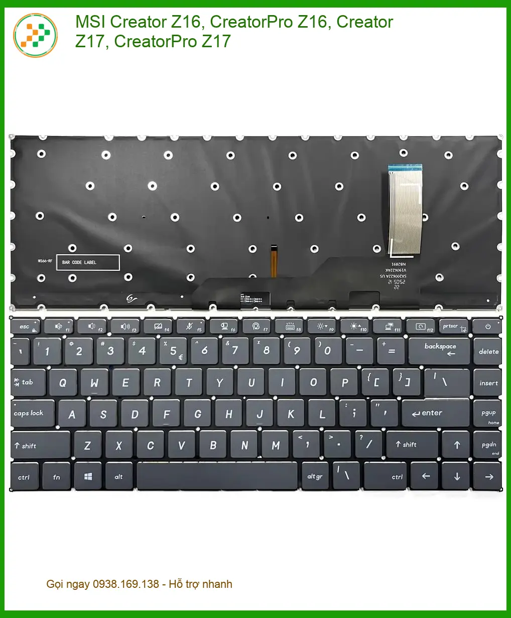 Bàn phím Laptop MSI Creator Z16, CreatorPro Z17, Z17 - Kho linh kiện Chính hãng TPHCM